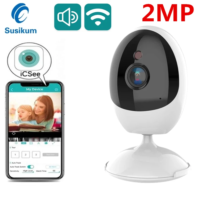 2MP 4MP Wireless WiFi inteligentná domáca kamera ICSEE Zabezpečenie ochrany 2.8 mm objektív Dva spôsoby, ako zvuk Indoor Mini Camera