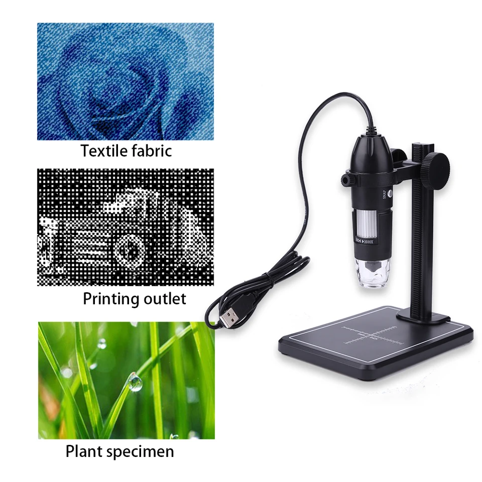 2MP Video Mikroskopy 1600x USB Digital Microscope s 8 LED a výťahovými HD HD Camera pre Mac Win10 Win8 Win7