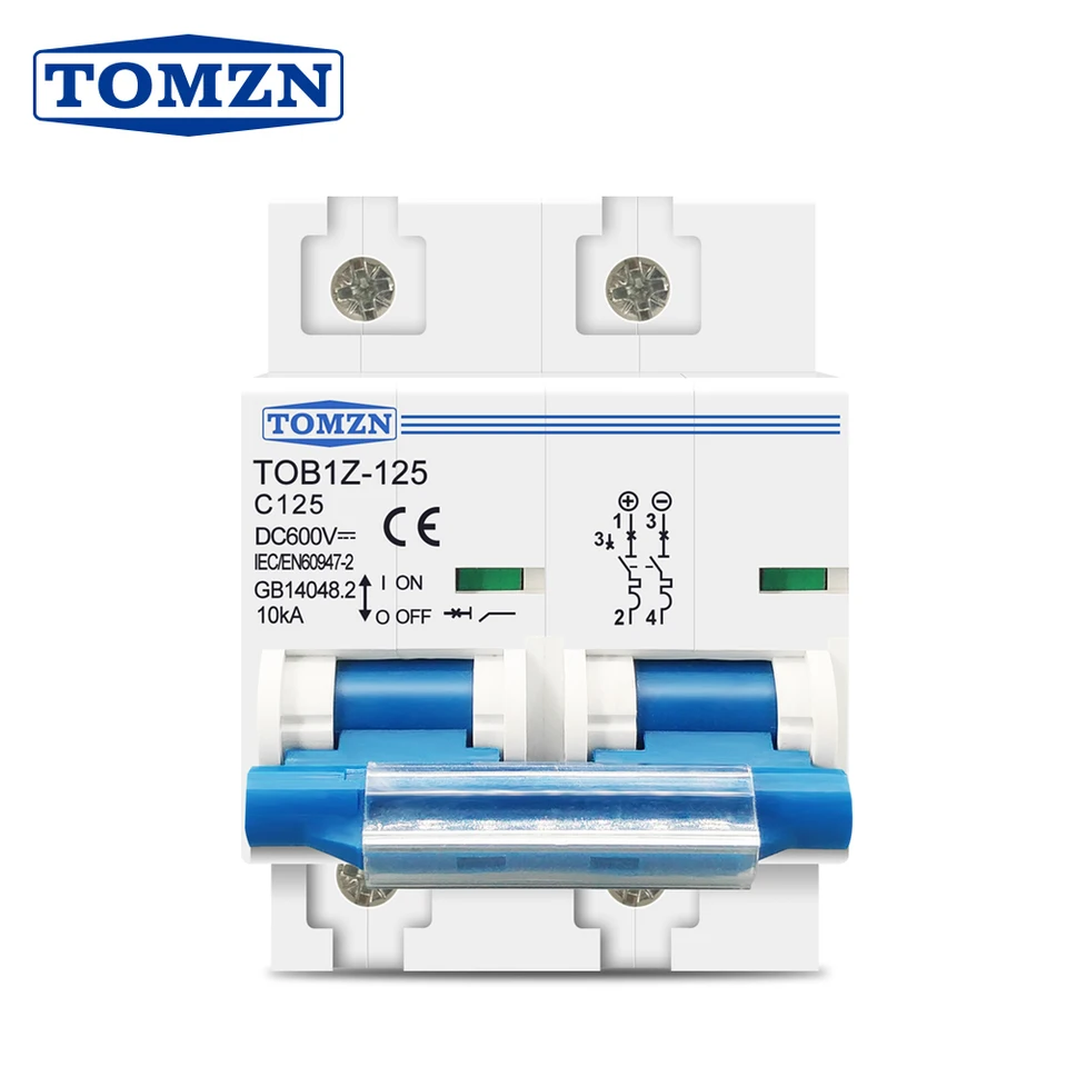 2P 125A 100A 80A DC MCB 600V istič pre PV Systém Hlavný spínač batérie