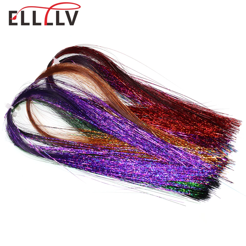 2packs slaná voda oceľový prúžk na muchy Fly Fly Flat Holo Tinsel Flash Minniw Pike Pike Fly Material