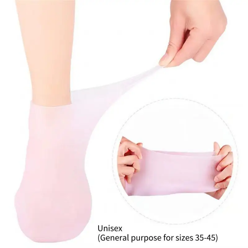 2Pairs Silikónové zvlhčujúce ponožky pre nohy pre suché prasknuté nohy Care Ponožky Spa pedikúra ponožky