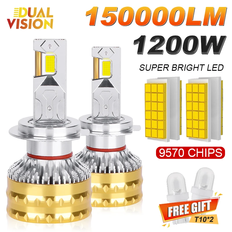 2PC 1200W H7 H11 LED svetlomety žiaroviek Canbus H1 H4 9012 HIR2 H8 H9 9005 9006 HB3 HB4 Vysoký výkon 150000LM 6000K Svetlo auta 12V 24V