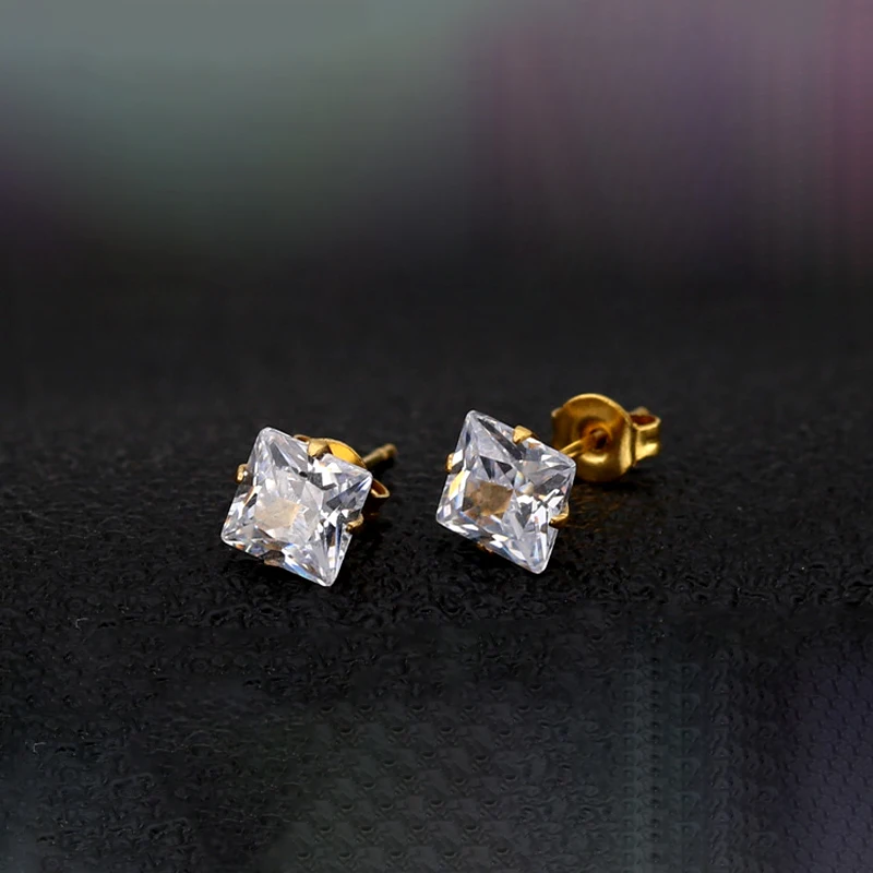 2PC 3-8 mm z nehrdzavejúcej ocele Čisté náušnice zirkónov pre mužov Dámske dámske chrupavka Loby Piercing Svadobné šperky Darčeky
