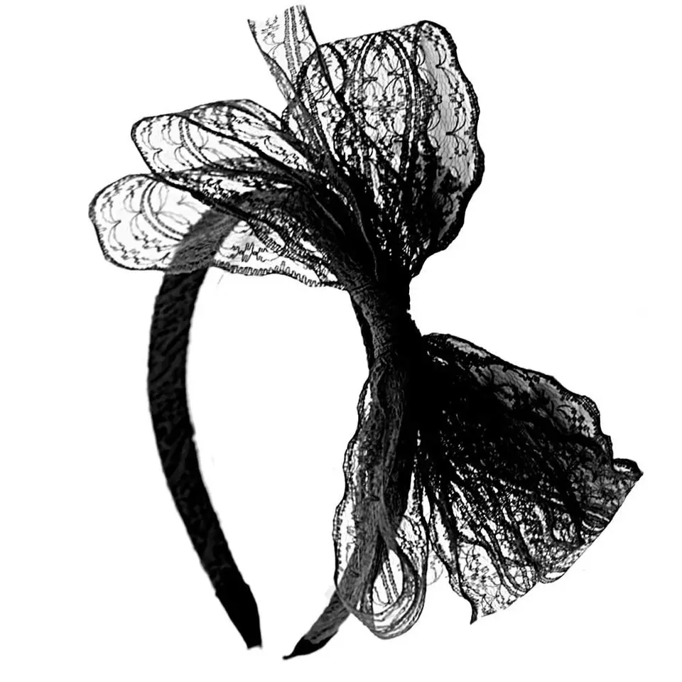 2PC Big Bow Lace Lace Bow čelenka Darčekový kostým širokopásmový make-up na vlasy