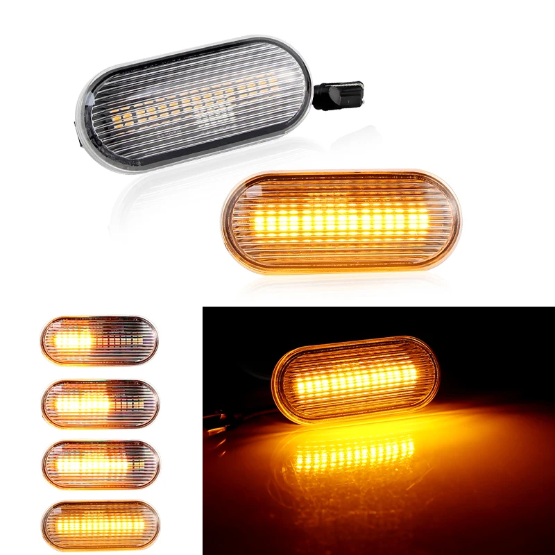 2PC Dynamic LED Turn Signals Side Marker Light Light pre VW Volkswagen Bora Golf 3/4 Passat 3B Polo 6N Sharan Vento T5 sedadlo Ibiza