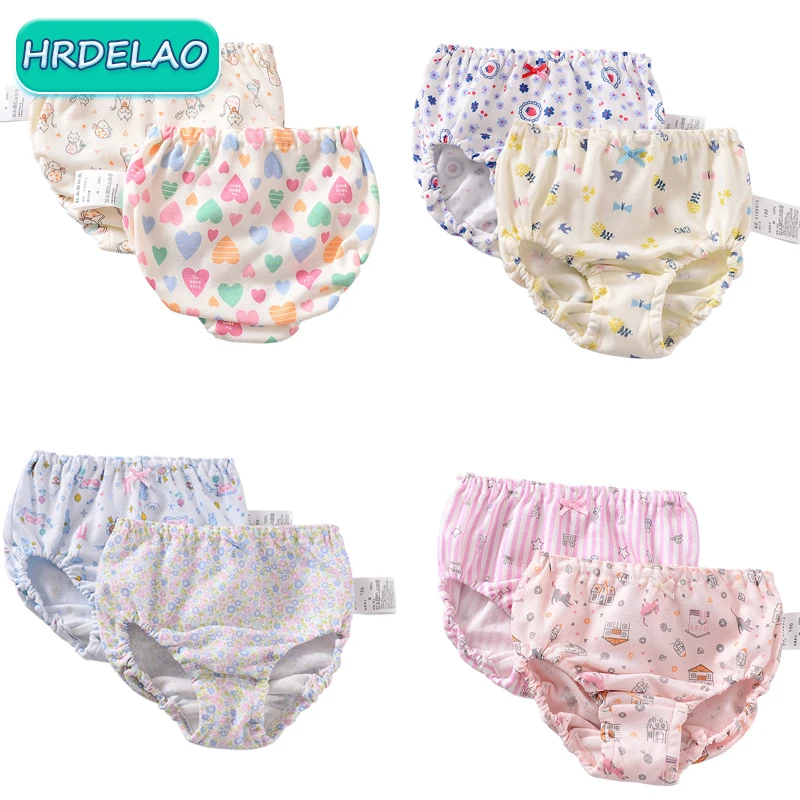 2PC Girl Underpant Cotton Baby nohavičky Karikačné plienky Nonluorescenčné bavlnené mačky Motýfly ružové plienky vreckový darček