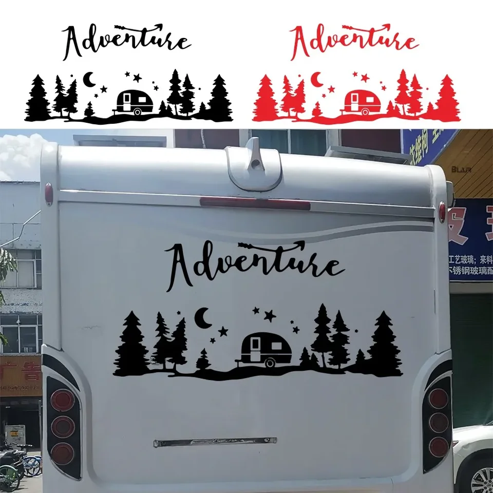 2PC Mountain Adventor Star Moon Forest Car Dutce Decals Ozdobte Camper RV Transportér bočné okno Vinylové príslušenstvo