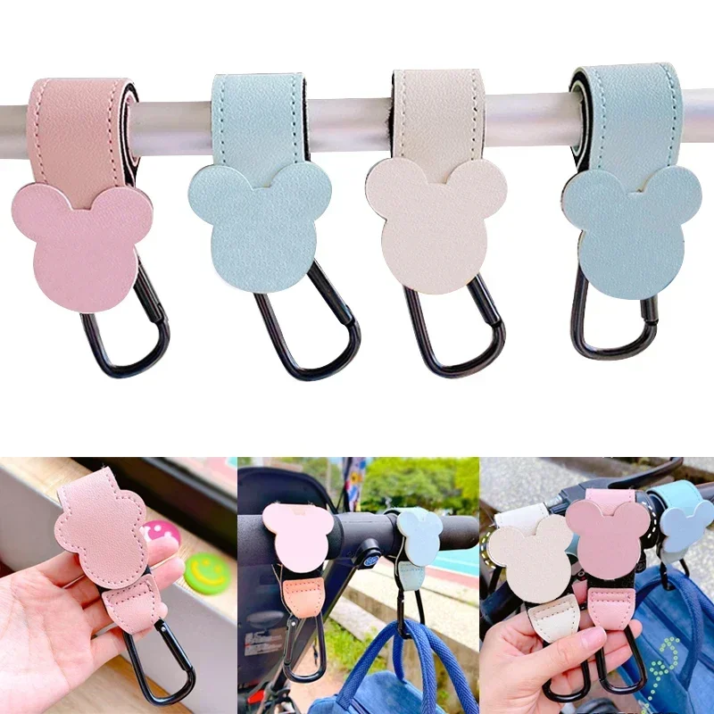 2PC Nová karikatúra Pu Leather Baby Bath kočíka kočíka Rotatovateľná košík Organizátor Pram Hook Rotate 360 ​​stupňov kočík