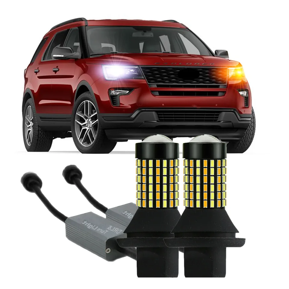 2pc pre Ford Explorer 2011-2019 Switchback žltý predný otočený signál + biely DRL Daytime Running LGHT