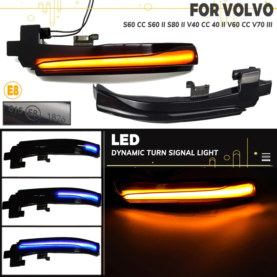 2PC pre Volvo V40 CC II V60 S60 2011-2018 S80 V70 III LED DYNAMICKÉHO SIGNÁLNEHO SIGNÁLNE STRÁNKY STRUKOVÉ ZRUŽENIE