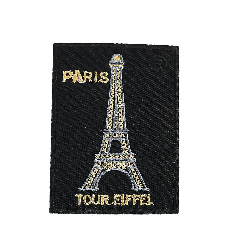2PC Vyšívané parížske eiffel Tower Applique železo na prenosových záplatách na oblečenie pre kutilov šija