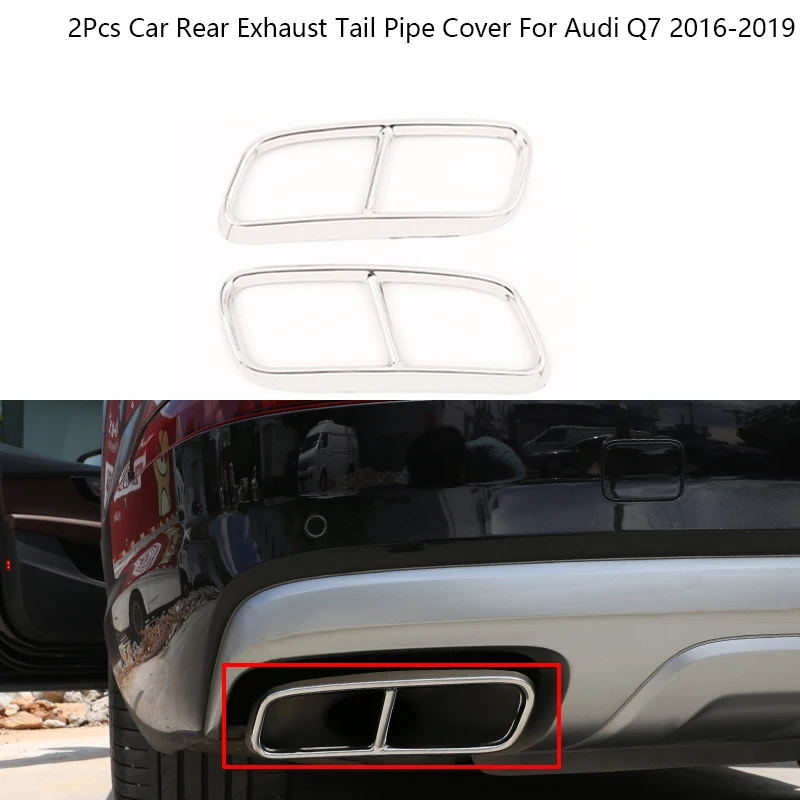 2PC z nehrdzavejúcej ocele Čierny automobil Zadný výfukový kryt potrubia výfukového plynu pre Audi Q7 2016-2019 4M
