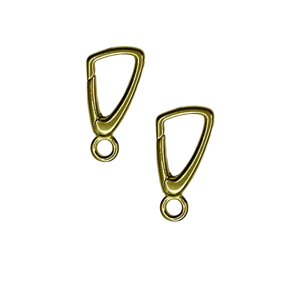 2pcs 0,7inch 17,5 mm Kórea Jednoduchý trojuholník Solid mosadz vrecká na sponku reťazec pružina Snap Snap Hook spona perla reťaz DIY