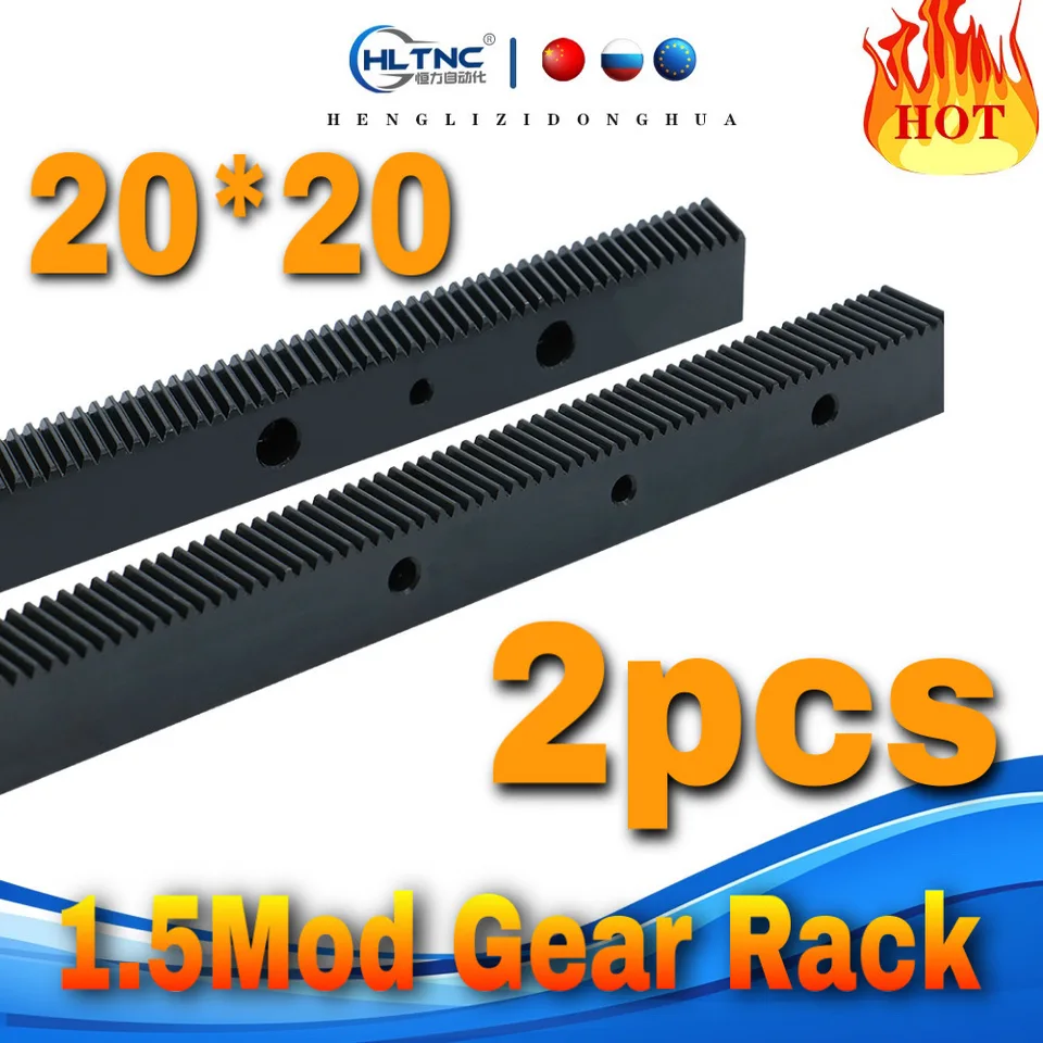 2pcs 1,5mod 20*20 Presnosť prevodového stojana CNC Rack Rovné zuby zubný stojan CNC stroj
