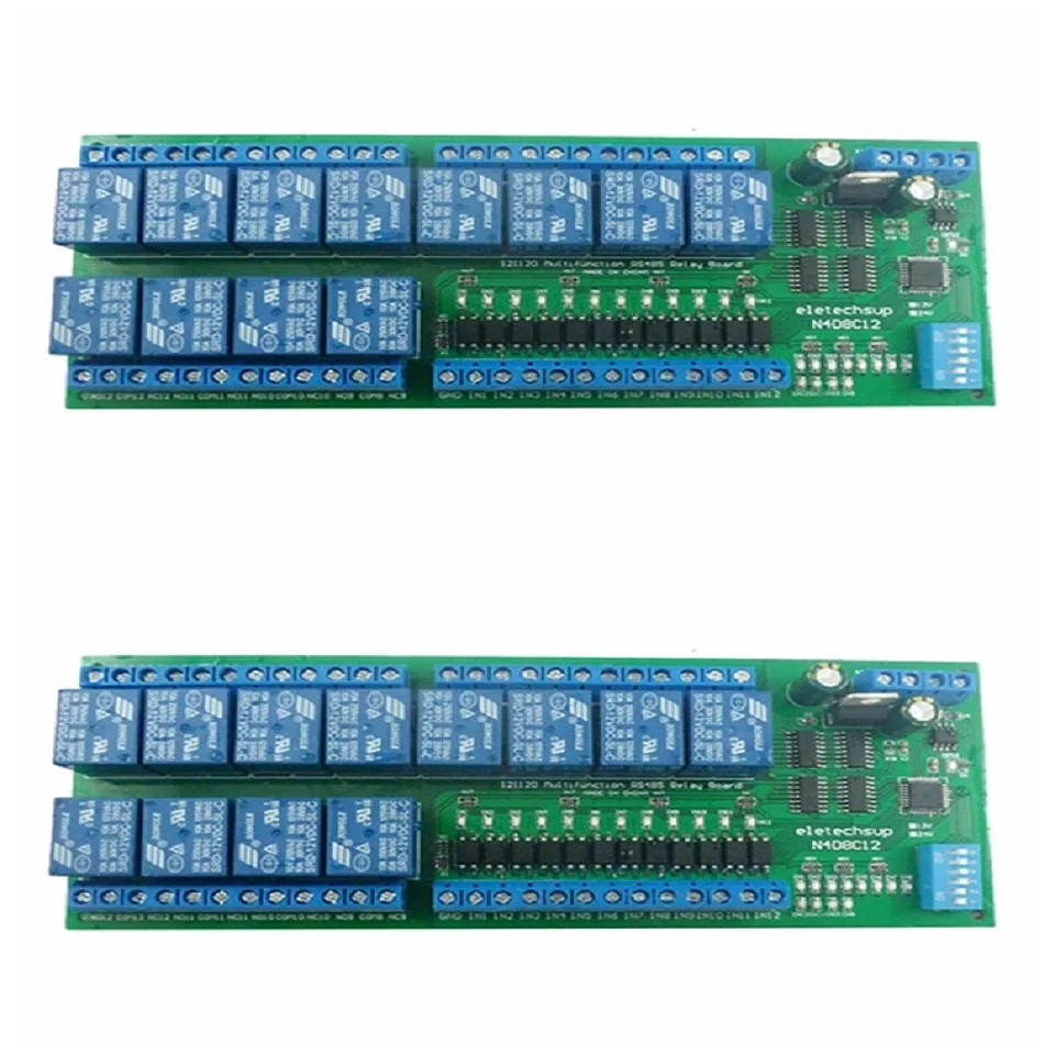 2pcs 12ch digitálny vstupný výstup UART RS485 RELE Modul ModBUS RTU pre PLC PTZ LED motor