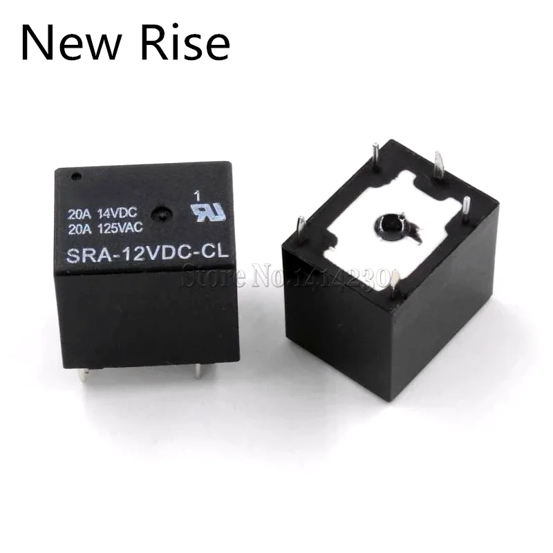 2pcs 12v 20a DC Power Reel relé SRA-12VDC-CL 5PIN TYP PCB v sklade Black Automobile Relé