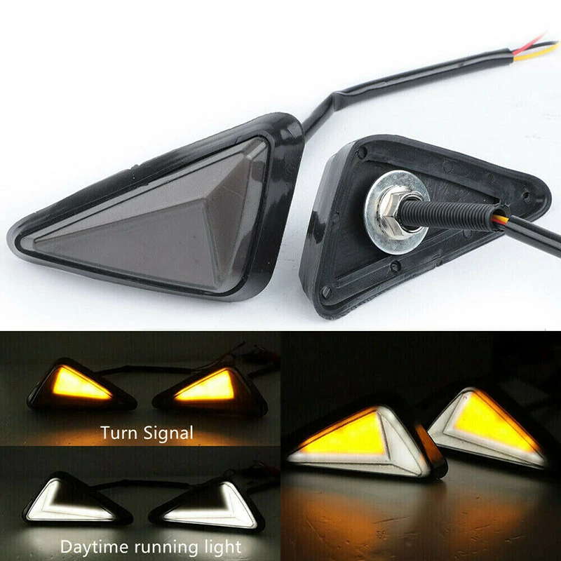 2pcs 12V trojuholníkové LED motocyklové sústruženia blikajúce svetlá Motobike denné svetlo Univerzálne vhodné pre motocykle