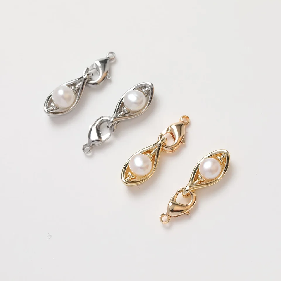2pcs 14k Zlaté mosadzné koňské oči prírodné perlové homáre spona spona DIY Náhrdelník