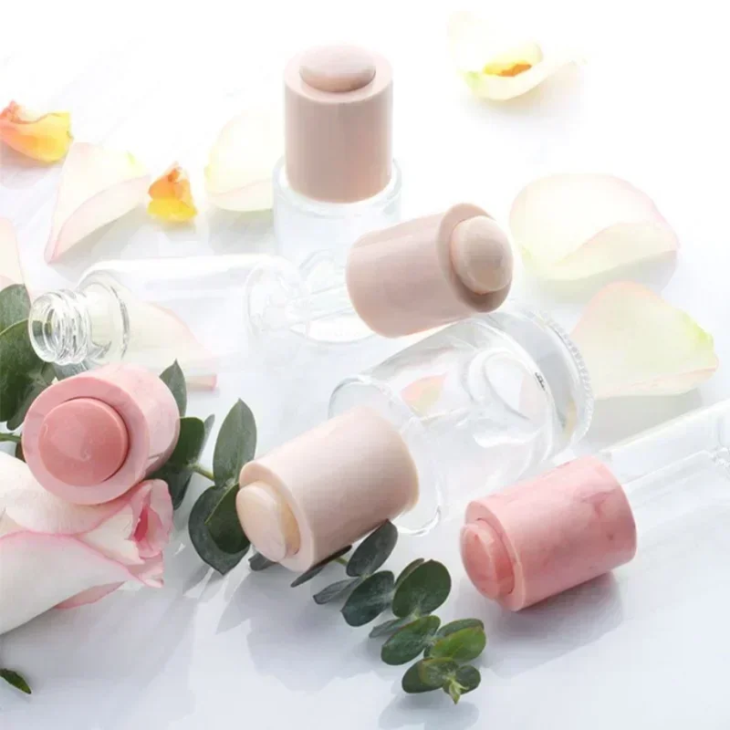 2pcs 15 ml doplňovateľné sklenené fľaše s kvapkadlom ružový mramorový vzor Romantický a minimalistický štýl éterické oleje Prázdne kozmetické fľaše