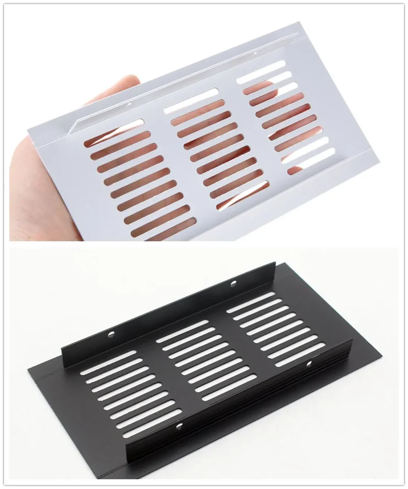 2pcs 150 mm hliníková zliatina Ventilácia vzduchového vetracieho mriežky Perforovaná webová priedušná sieť RV Tepelná rozptyl skrinka čierna/biela 5.9