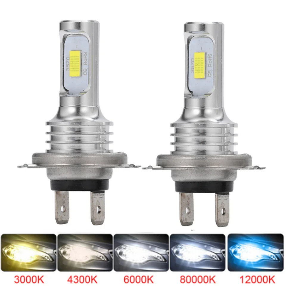 2pcs 20000lm H7 LED svetlomet LED žiarovka 80W CSP Chips Automobilové svetlomet hmlové žiarovky Mini H7 LED Turbo Automobil biely 6000k 12V