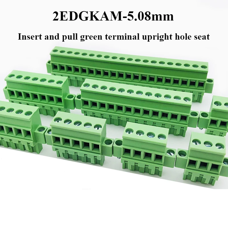 2pcs 2edgkam-5,08 mm 2p3p4p-24p Plug-in Zelený zvislý zvislý zvislý držiak na držiak držiaka medi Environmentálne šetrné k konektorovej konektorovej zástrčke