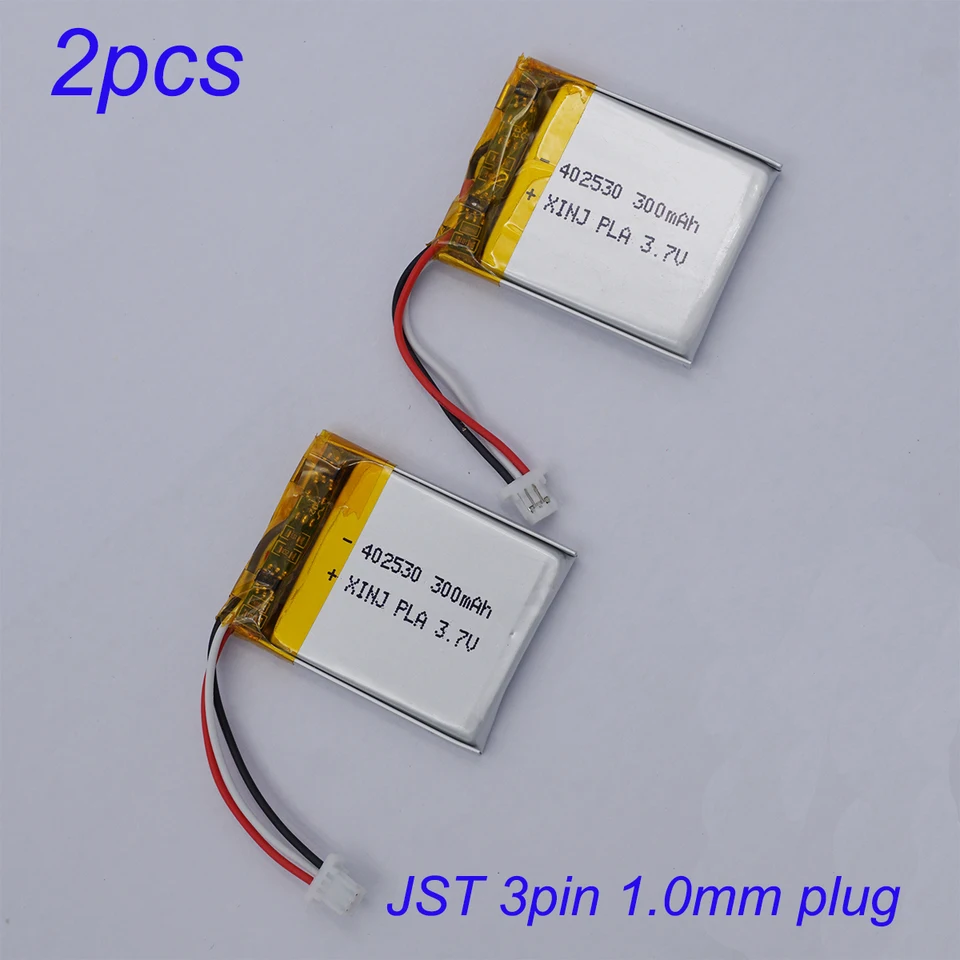2PCS 3,7V 300MAH 1.11WH Termistor NTC 3 drôty JST 3PIN 1,0 mm zástrčka 402530 Li-Polymer Nabíjateľná Li batéria pre fotoaparát GPS automobil