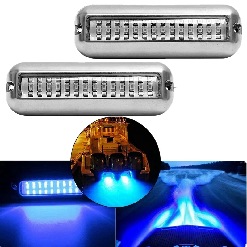 2pcs 42 -led Drain Light Light Boat Transom svetlo modrá pod vodou Pontoon Morine Light