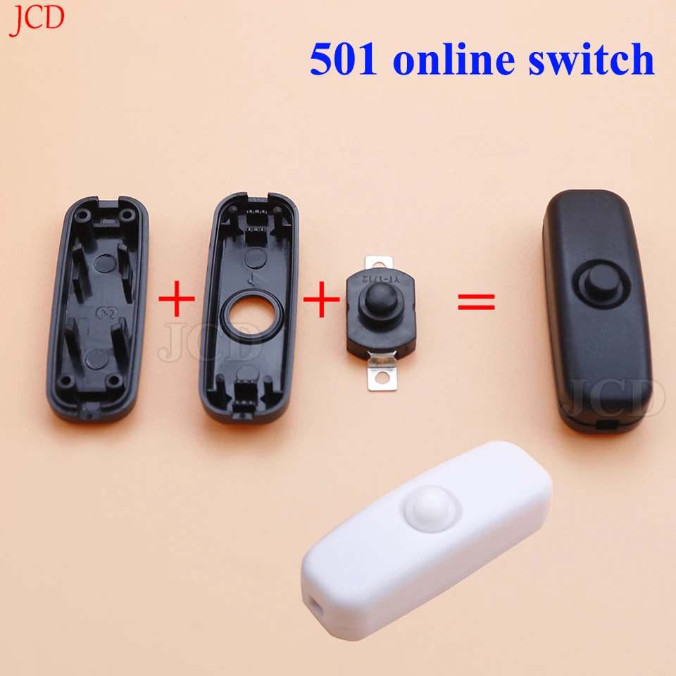 2pcs 501 Mini online prepínač okrúhly stlačený spínač lôžkovej lampy LED svetlo napájací spínač tenký drôt elektronický drôt malý spínač