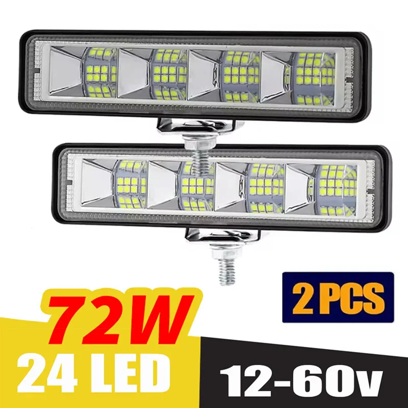 2pcs 72 W Work Work LED LED BAR 24LED EALROFIT LAMP 12-60V LED COMBO COMBOUM PRE OFFROAD SUV ATV TRACTOR LOD ECAVAVATION TRUCKS
