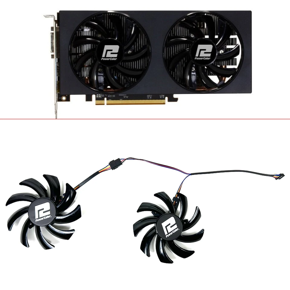 2pcs 85 mm FDC10H12S9-C DIY RX 5500 XT 4PIN GPU COLING VENTILUS pre PowerColor RX 5700 XT 5600XT RX590 580 GME FANS FANS RED DRAGON COOLER