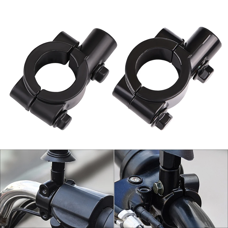 2pcs 8m / 10 m čierny motocykel riadidlá zrkadla držiak na spätné zrkadlo Bracke Adapter pre 22 mm riadidlá motocykla