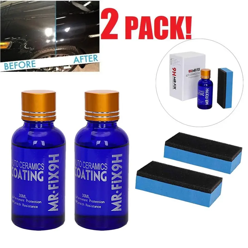 2pcs 9H Oxidácia automobilu Kvapalina keramický kabát Super hydrofóbny sklenený poťahový súbor polysiloxánu a nano materiály starostlivosť Multicolor H9