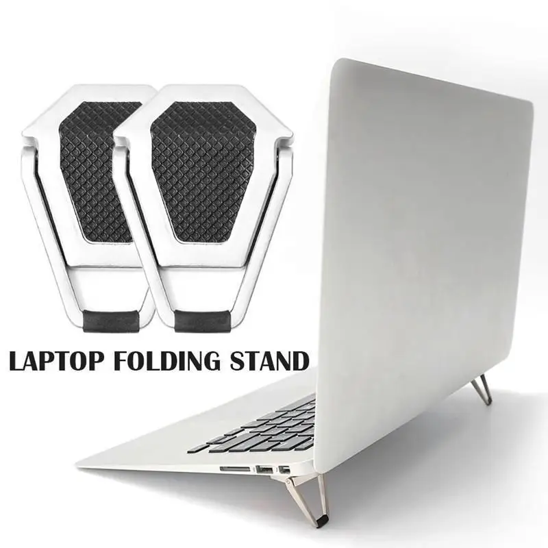 2pcs adhézne notebook stojan pre notebook držiak na držiak na notebook Cooling Držiak Mini skladacia podpora hliníkovej zliatiny Anti Slip Rack