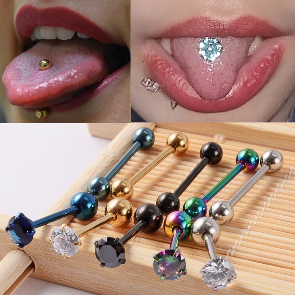 2pcs Anti-argénna chirurgická oceľ hrot zirkon jazyka Barbell Piercings Ball jazyk Barbell Rings módne piercing šperky