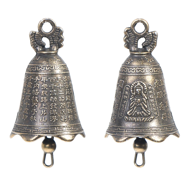 2pcs Antique Bell Čínska mini mosadzná socha medi Pray Guanyin Bell