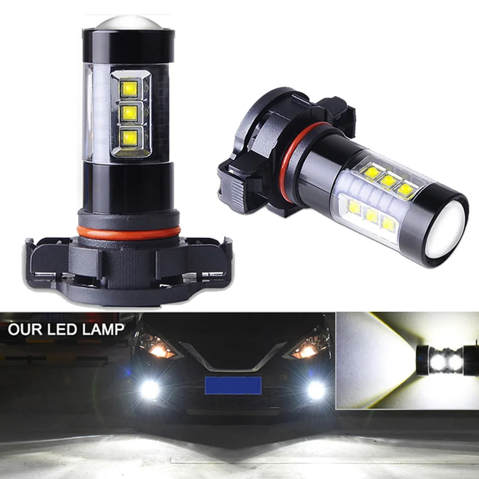 2pcs auto hmlové svetlá LED H11 PSX24W H7 H16 H10 H8 9006 HB4 Auto žiarovka LED LED 80W Denné svetlo DRL LED svetlomet