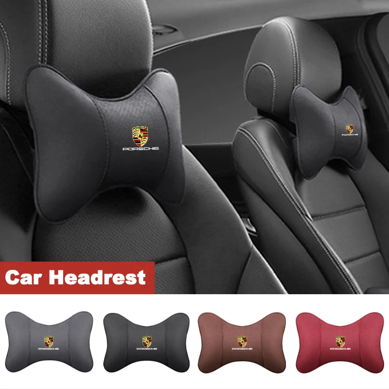 2pcs autosedačky s hlavičkou hlavy vankúš na vankúš Chráňte vankúš pre Porsche 911 718 Panamera Macan Cayenne Boxster Cayman Accessories