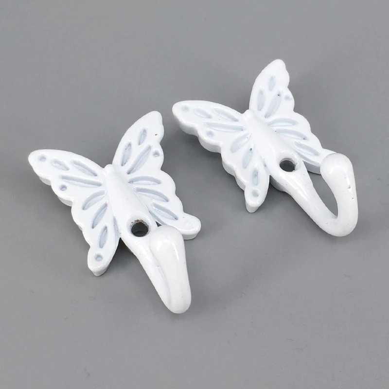 2pcs biely motýľ na stenu s kabátom klobúk Hanger kuchynská skriňa skrinka spálňa šatníka kúpeľňa dvere