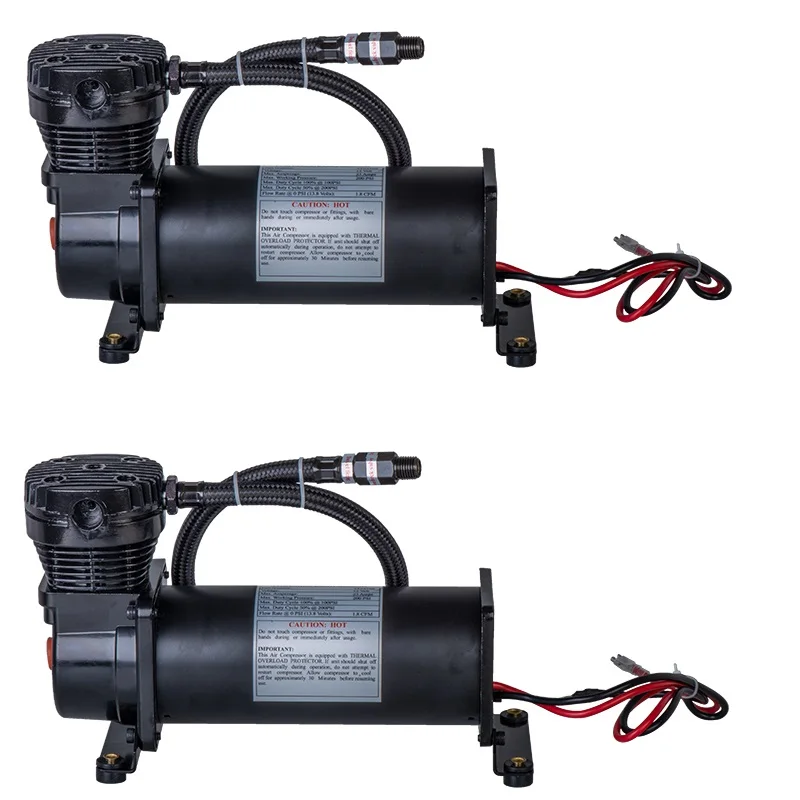 2PCS Black Universal DC 12V 480C MaxPower 200 PSI Outlet 3/8 alebo 1/4 NPT Auto Air Air Sustension Compressor/Pump