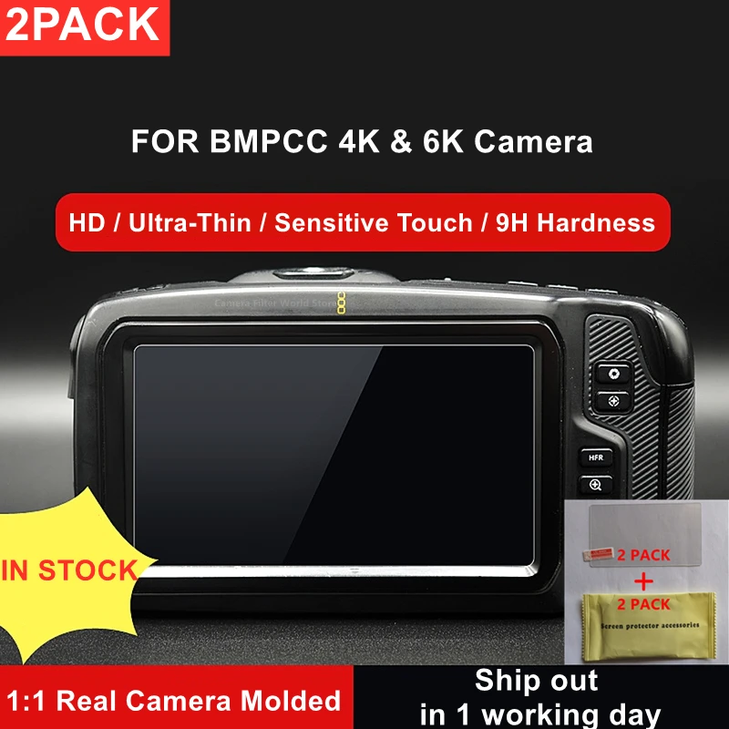 2PCS BMPCC 4K / 6K fotoaparát 9H Temperované sklo LCD LCD Ochrana ochrany pred blackmagickým dizajnom vreckovej kinematore 4K 4K