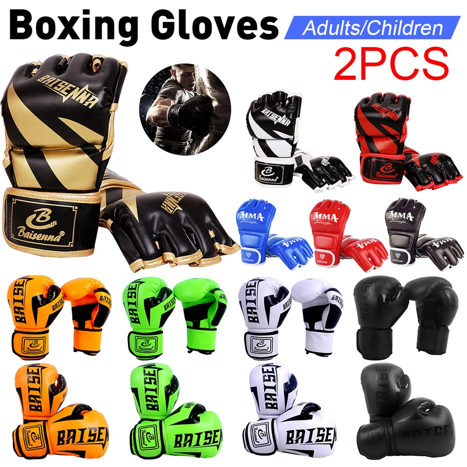 2pcs boxerské rukavice bojujúce rukavice Pu kožené deti priedušné muay thai sparring dierovanie karate kickbox profesionálne rukavice