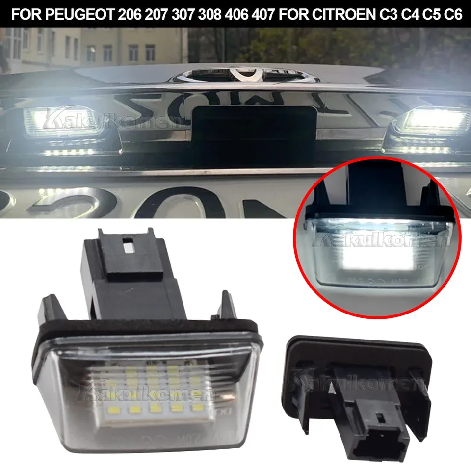 2PCS CANBUS 18 LED licenčné licenčné štítok Svetlo pre Citroen C3/C4/C5/C6 Peugeot 206 207 307 308 406
