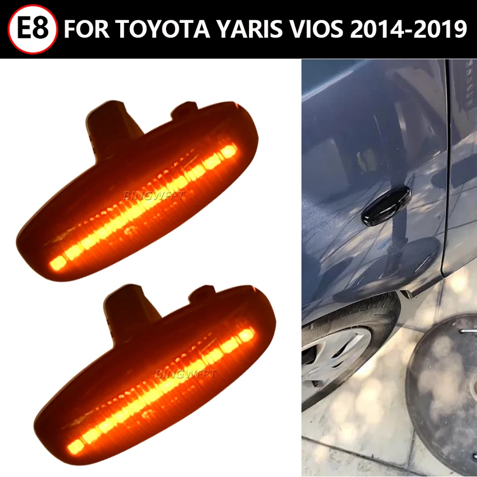 2pcs Car LED Dynamic Side Marker Turn Signal Light pre Toyota Yaris Vios sekvenčné blinkerové svetlo 2014 2015 2016 2017 2018 2018 2019