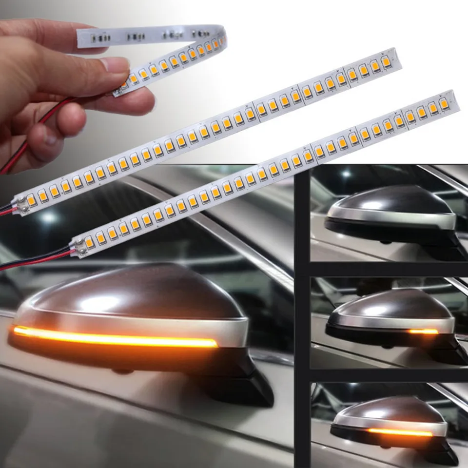 2pcs car spätné zrkadlo indikátor lampa DRL Streamer pásky LED tokovanie LAMP LAMP DRL Streamer pásky 18 cm