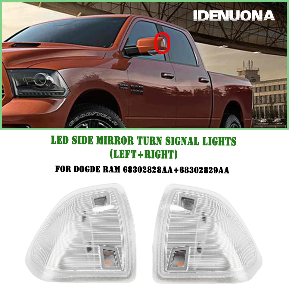 2pcs Carvew Mirror Turview Turve Signal Light LED značka LAMP LAMP Indikátor pre Dodge RAM 1500 2500 3500