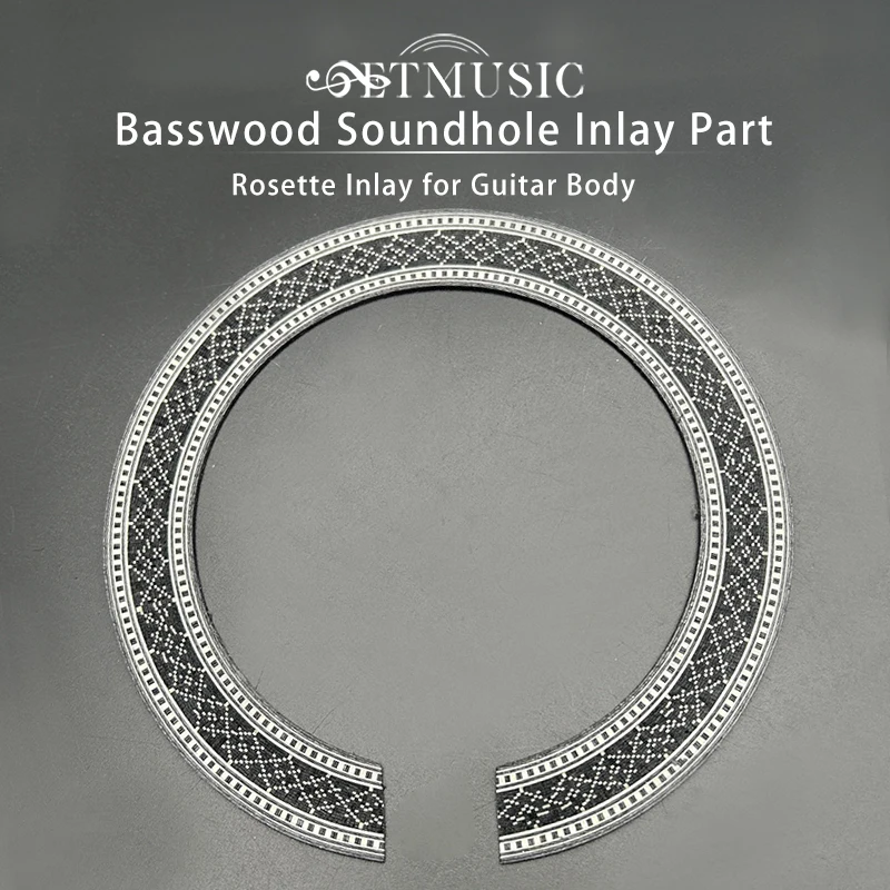 2pcs Classic Guitar Wood Inlaid Soundhole Rosette Inlay Guitar Body Project Časti, čierna farba