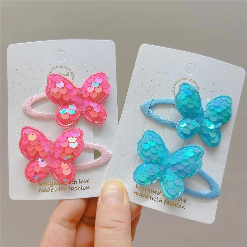 2pcs Cute Princess Flitry rybie stupnica Butterfly Girls Hairpins Deti k vlasy kadernícke klipy Barrettes vlasové doplnky