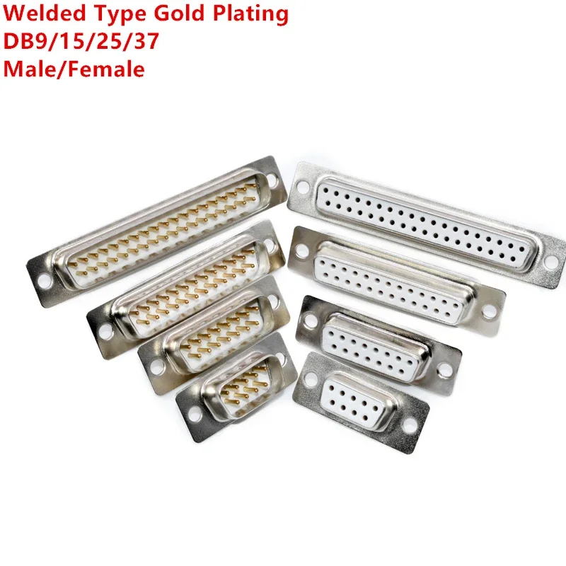 2pcs db9 db15 db25 db37 otvor/pin ženský/samec bieleho zváraného typu konektor RS232 Serial Port Socket DB D-Sub Adapter Gold Plating