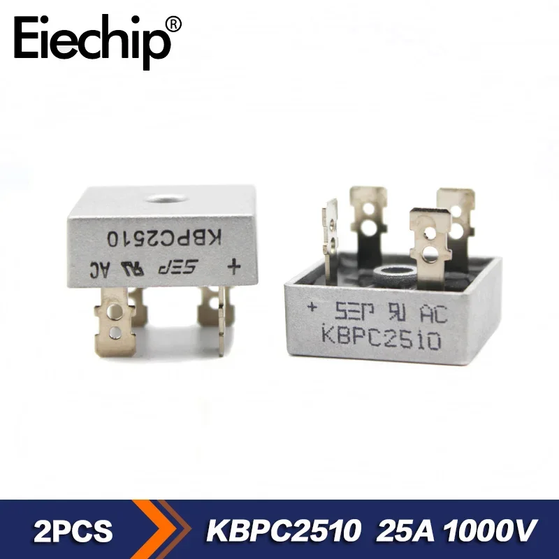 2pcs Diode Bridge KBPC2510 Diode usmerňovač most 1000V 25A Rectifiers Diódy Elektronický kremík 3fázový modul